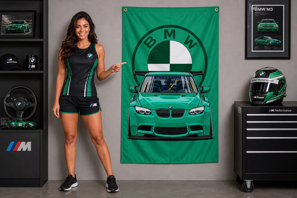 BMW M3 M Series Sedan Car Vertical Flag Banner 3x5 Ft vertical Garage Wall Decor