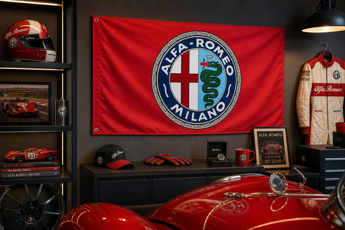 NEW Big NEW ALFA ROMEO RED FLAG BANNER SIGN 3X5 FEET MITO BRERA
