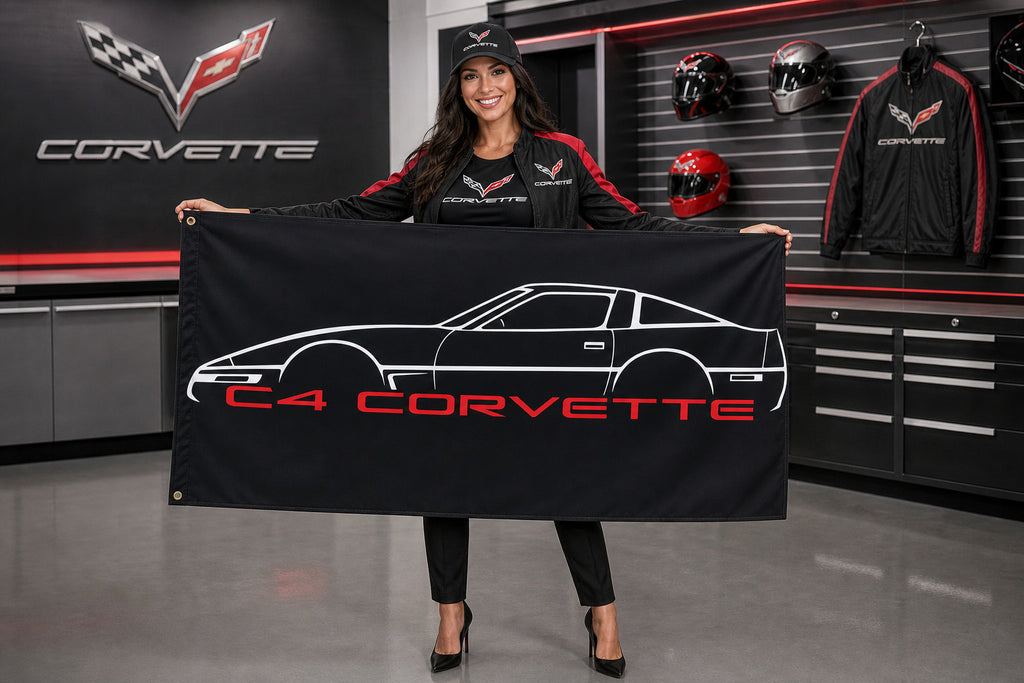 Chevrolet Corvette C4 Fans Logo Flag Banner 3x5 Ft Garage Man Cave Wall