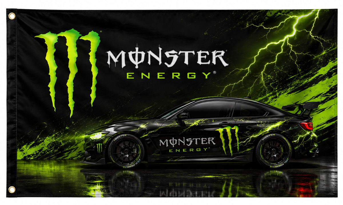 Monster Energy Green Lightning Racing Car Flag Banner 3x5 Ft