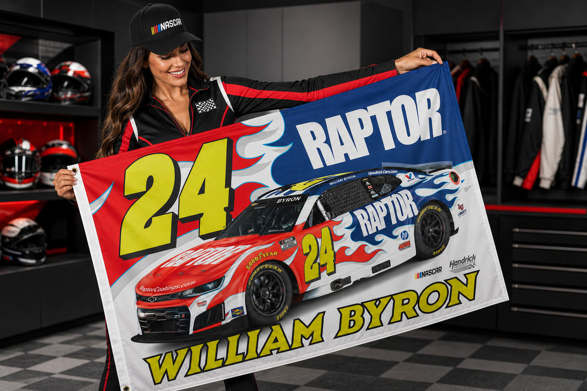 NASCAR Fans Logo William Byron #24 Car Flag Banner 3x5 Ft Garage Man Cave Racing