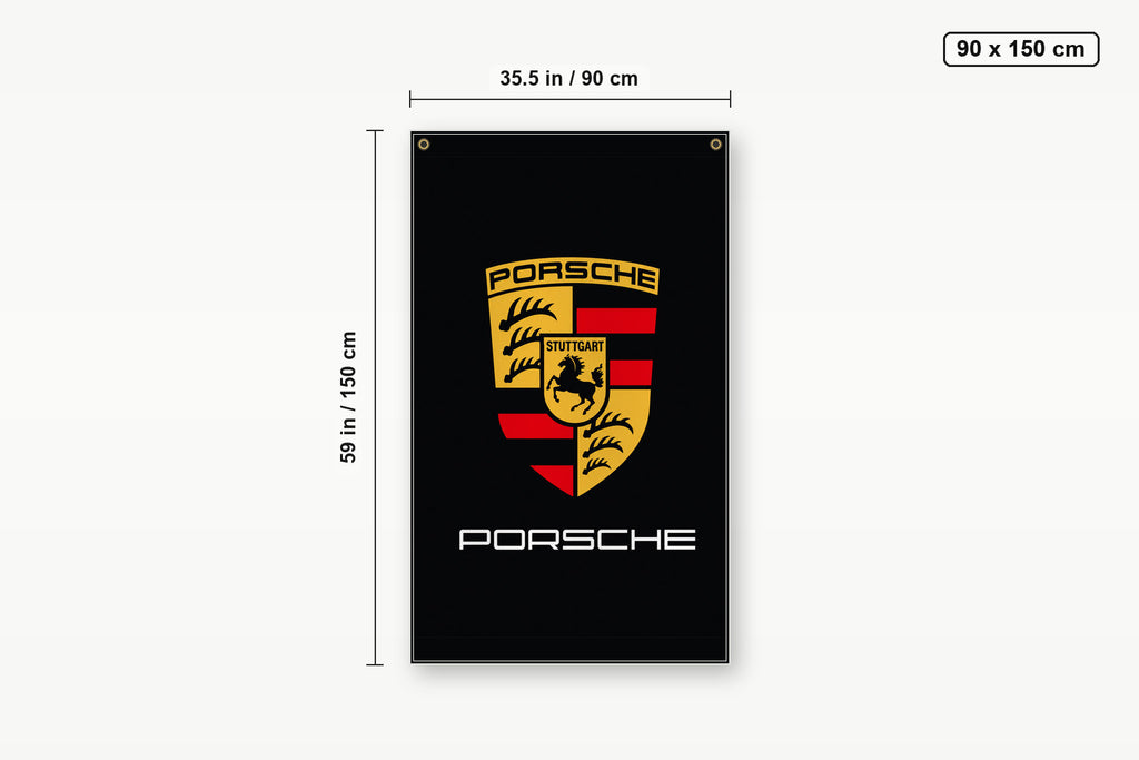 Porsche Vertical 3x5 flag Logo Flag Banner 3x5 Ft 2 brass grommets Garage Wall
