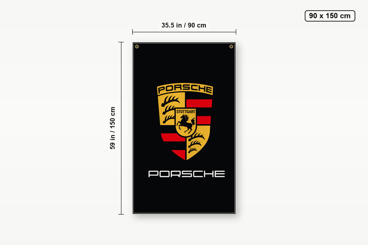 Porsche Vertical 3x5 flag Logo Flag Banner 3x5 Ft 2 brass grommets Garage Wall