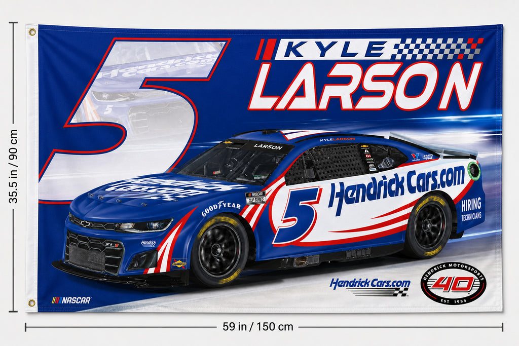 NASCAR Kyle Larson #5 Hendrick Car Racing Fans Logo Flag Banner 3x5" Garage Wall