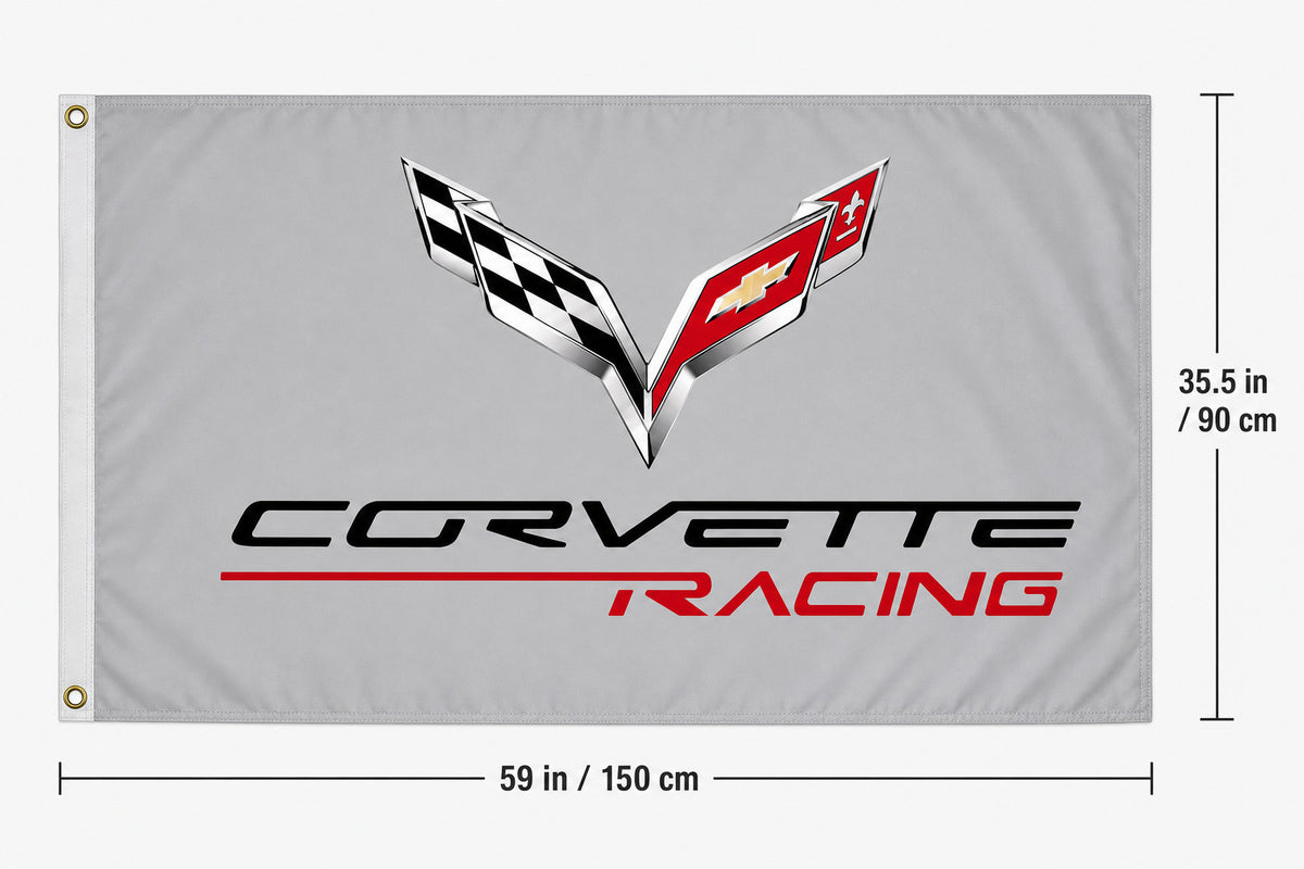 Chevrolet Corvette Racing Fans Logo Flag Banner 3x5 Ft Garage Man Cave Wall