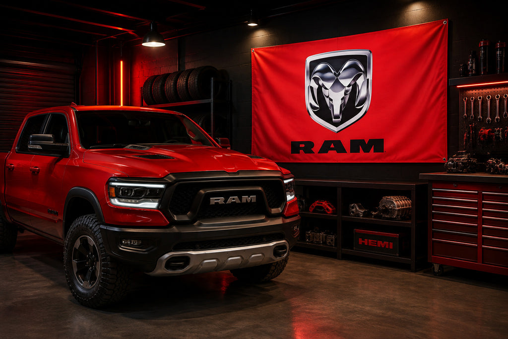 Dodge RAM car flag racing Man Cave Sign banner Racing Garage Wall Decor Banner