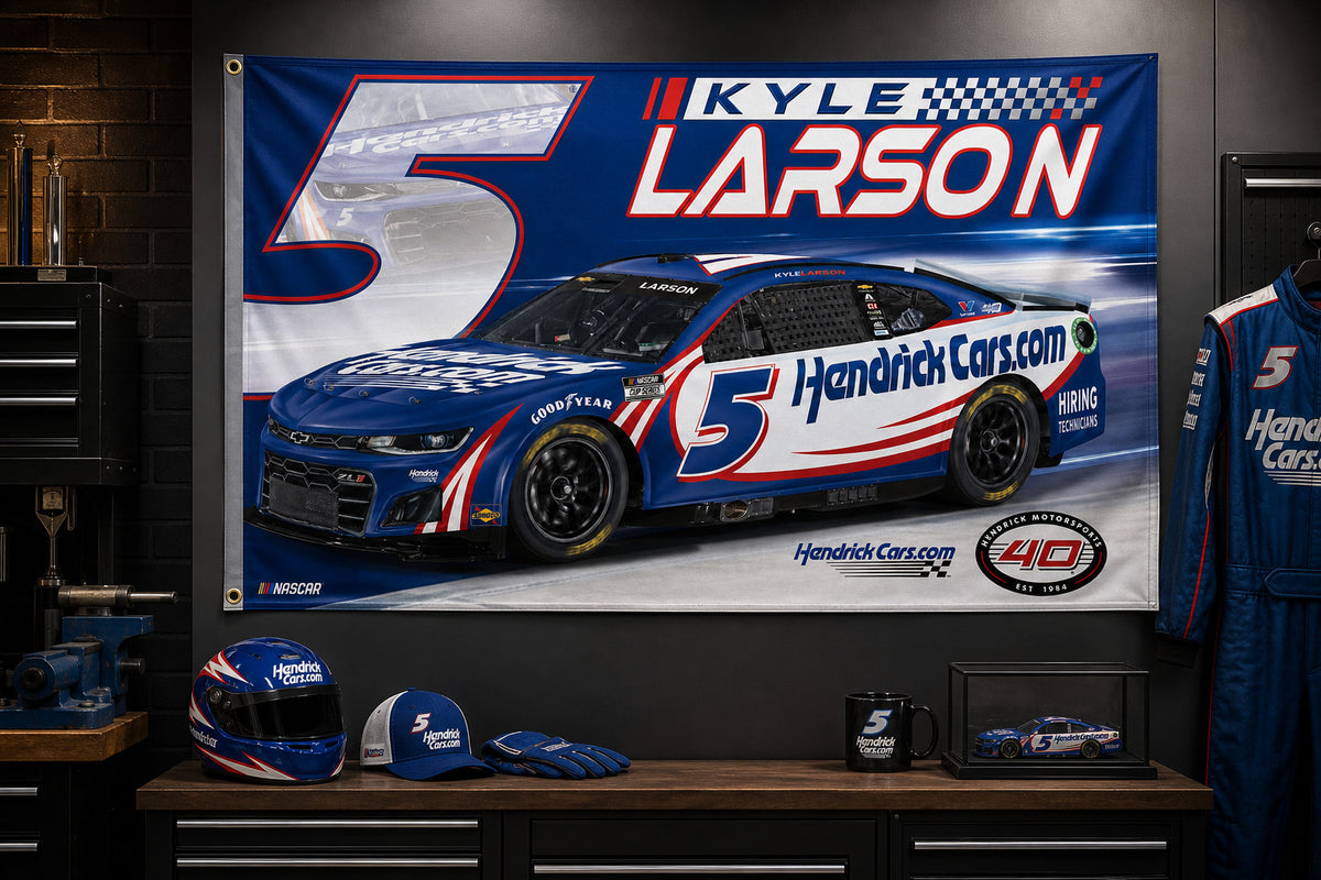 NASCAR Kyle Larson #5 Hendrick Car Racing Fans Logo Flag Banner 3x5" Garage Wall