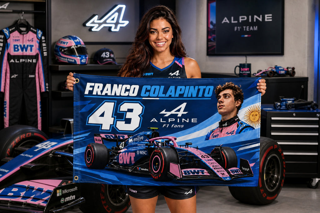 Alpine F1 Franco Colapinto #43 Fan Logo Flag Banner 3x5 Ft Garage Man Cave Wall