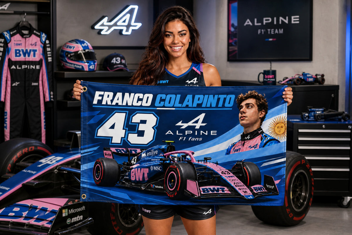 Alpine F1 Franco Colapinto #43 Fan Logo Flag Banner 3x5 Ft Garage Man Cave Wall