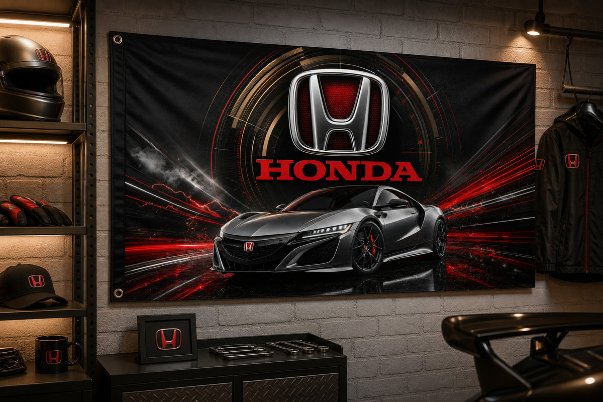 Honda Logo Racing Car Flag Banner 3x5 Ft Garage Man Cave Wall Decor