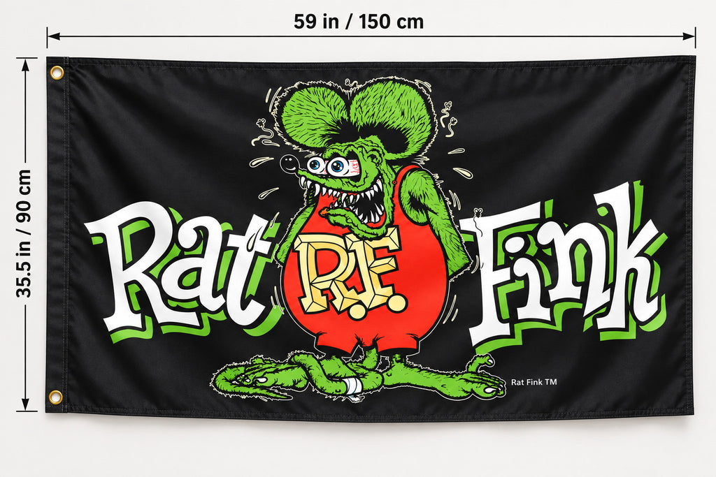 Rat Fink Racing R.F. RF Black Flag Banner 3x5 Ft Garage Wall Decor Man Cave