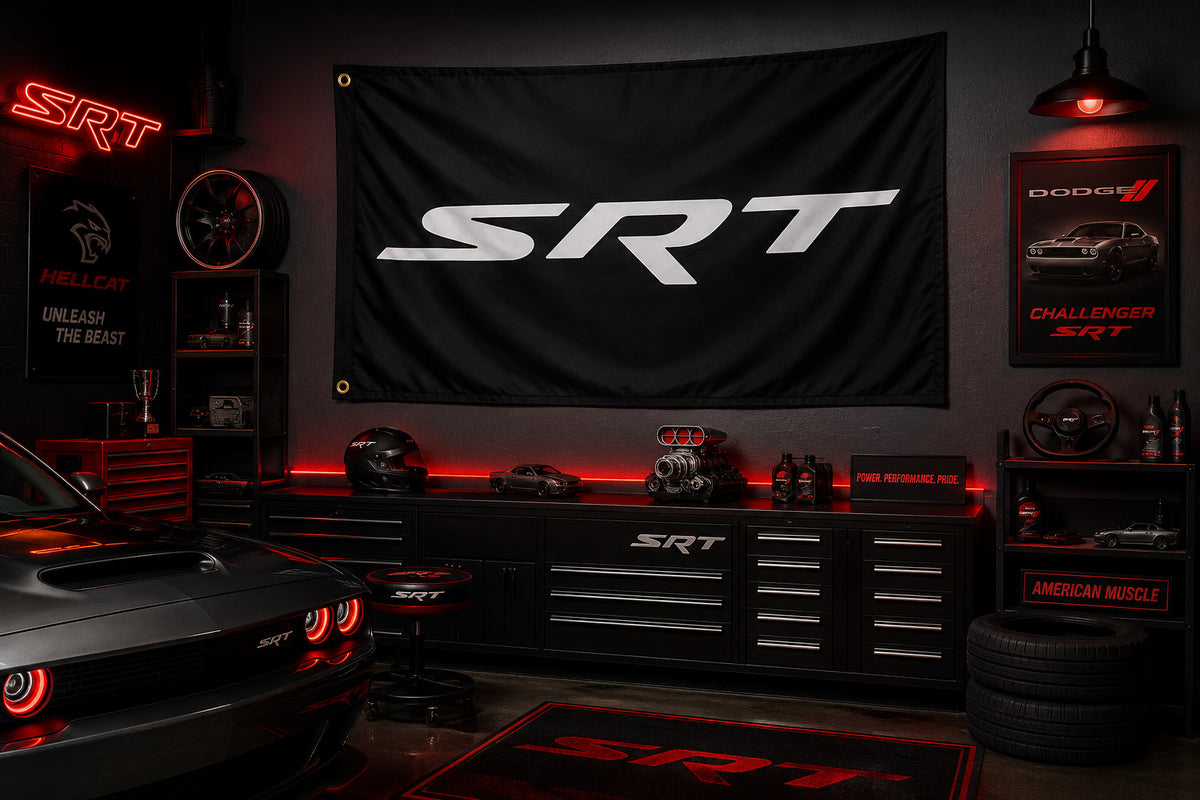 Big NEW SRT Hellcat Flag 3 x 5 Banner Man Cave Sign Dodge Viper