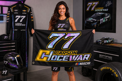 Carson Hocevar #77 NASCAR Racing Flag Banner 3x5 Ft Man Cave Garage Wall Decor