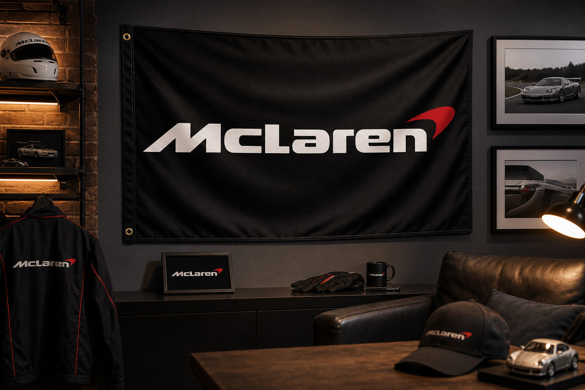 McLaren Logo F1 Fans Logo Flag Banner 3x5 Ft Garage Man Cave Wall
