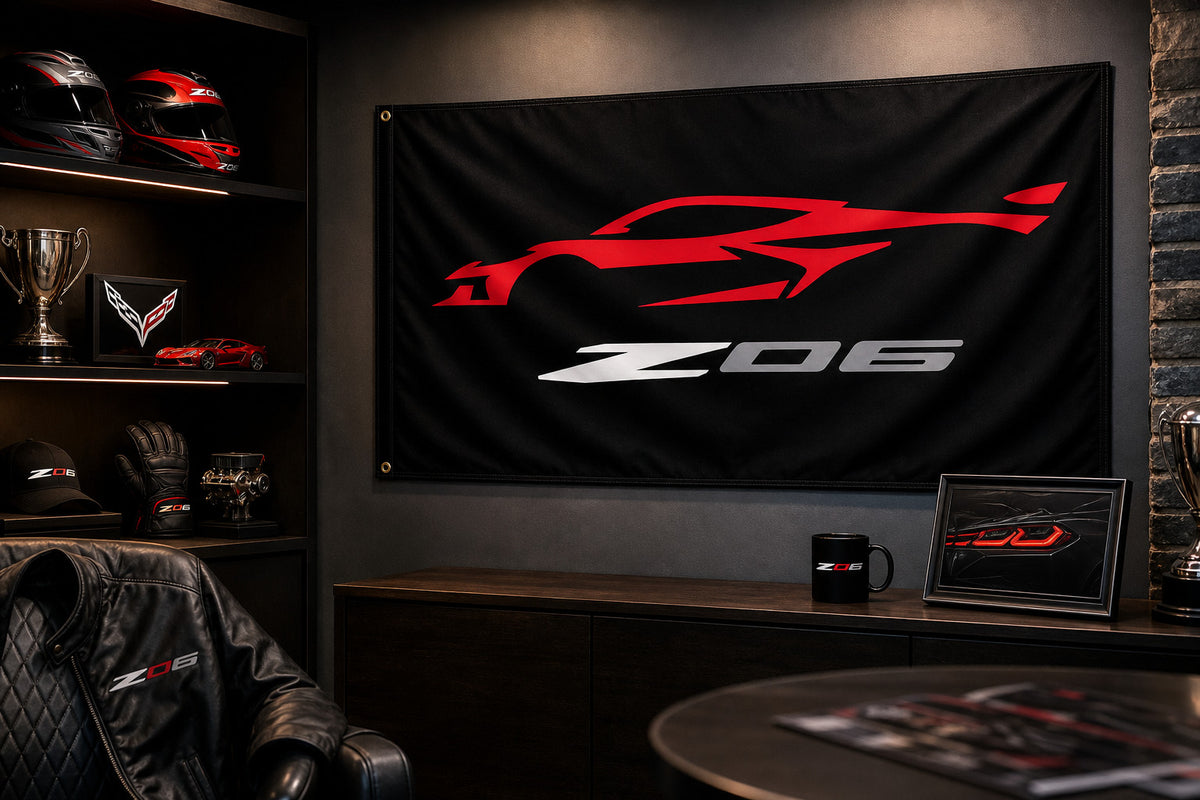 Chevrolet Corvette  Z06 fans Logo Flag Banner 3x5 Ft Garage Man Cave Wall