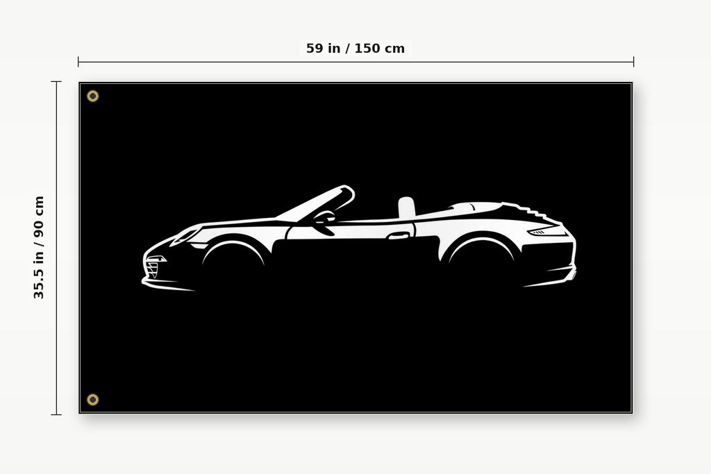Porsche 911 Carrera S Convertible Fans Logo Flag Banner 3x5 Ft Garage Man Cave