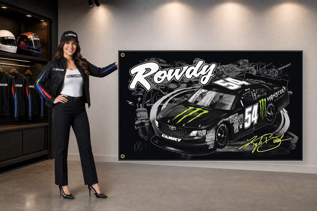 NASCAR Fans Monster Energy Kyle Busch #54 Rowdy Logo Flag Banner 3x5 Ft Racing