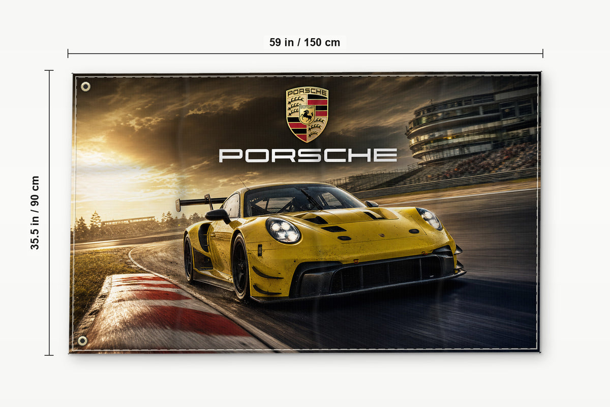 Porsche 911 GT3 R Racing Car Flag Banner 3x5 Ft Garage Man Cave Wall Decor
