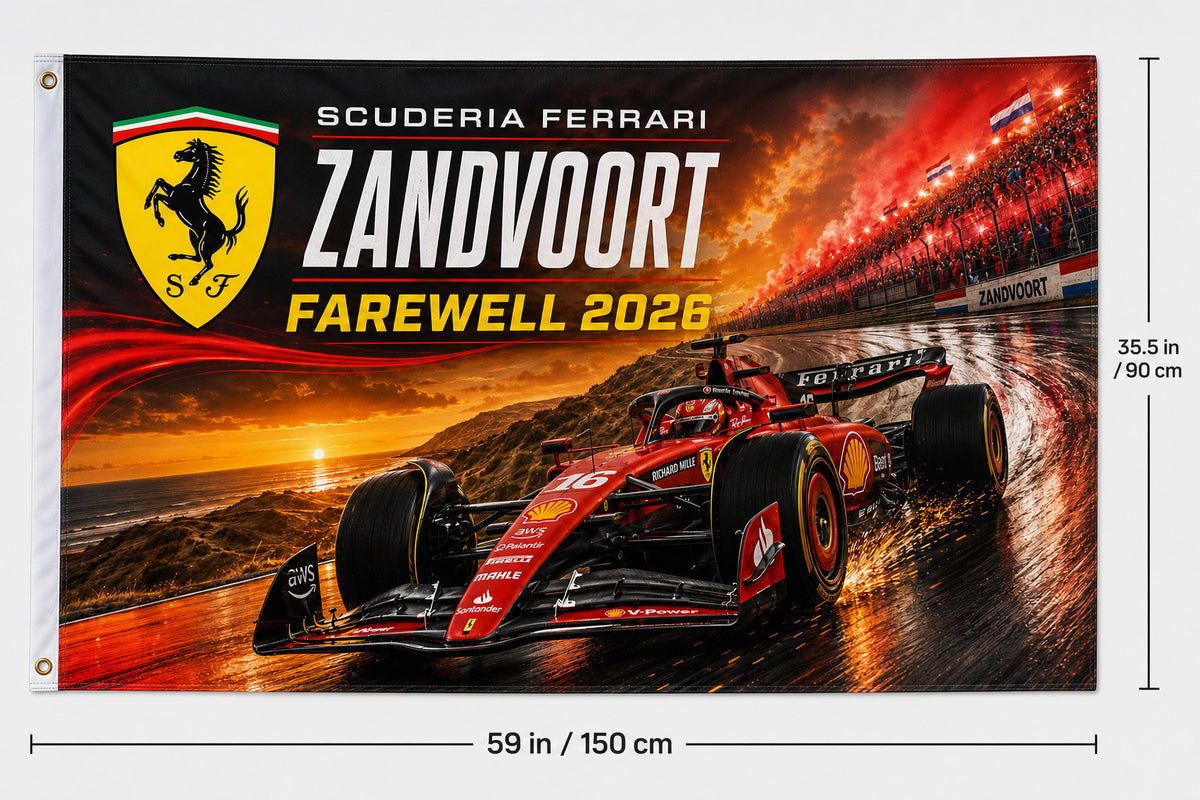 Ferrari F1 Zandvoort Farewell Logo Flag Banner 3x5 Ft Garage Man Cave Wall Decor