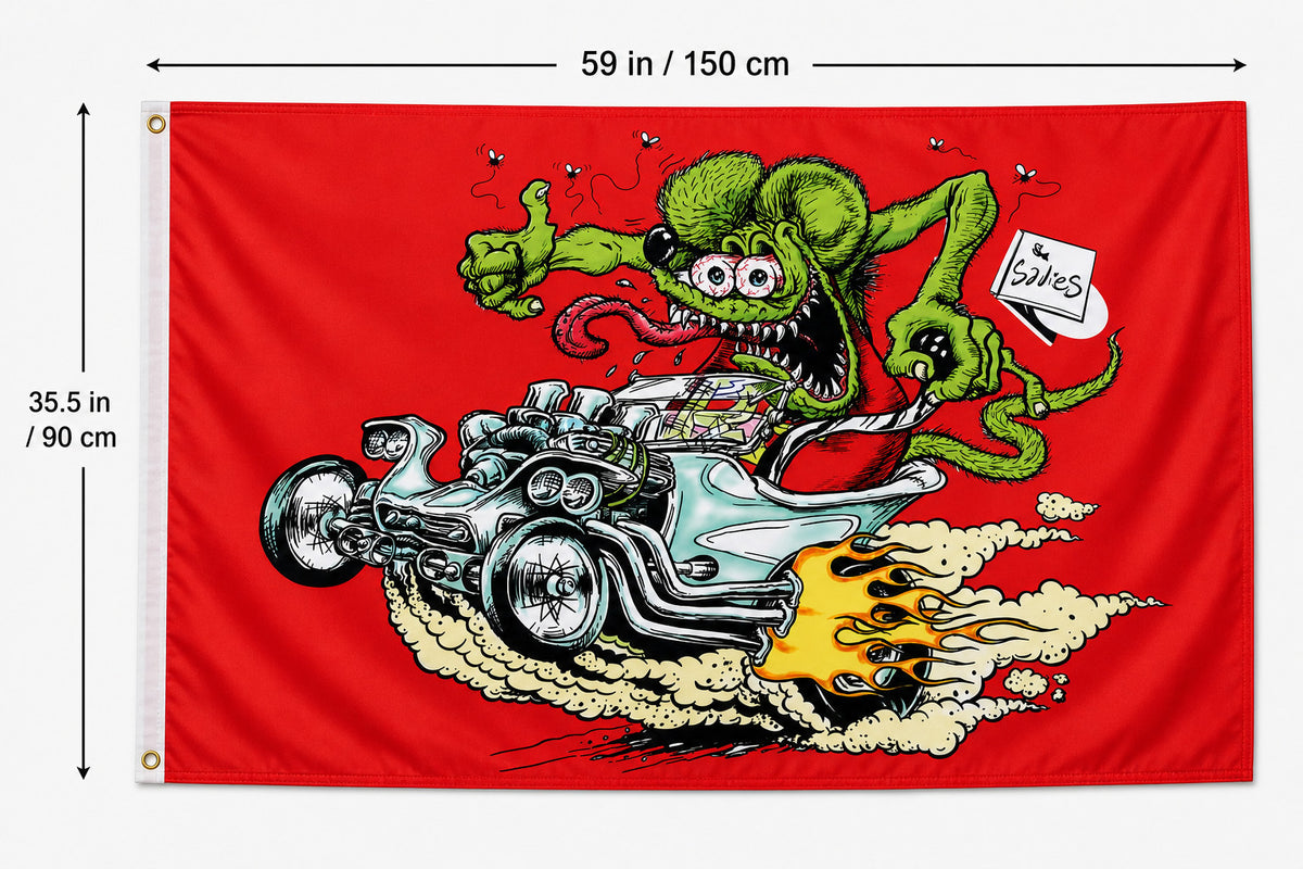 Rat Fink Flag Banner 3x5 Ft Garage Wall Decor Hot Rod Speed Shop Auto garage