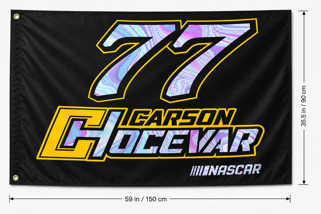Carson Hocevar #77 NASCAR Racing Flag Banner 3x5 Ft Man Cave Garage Wall Decor