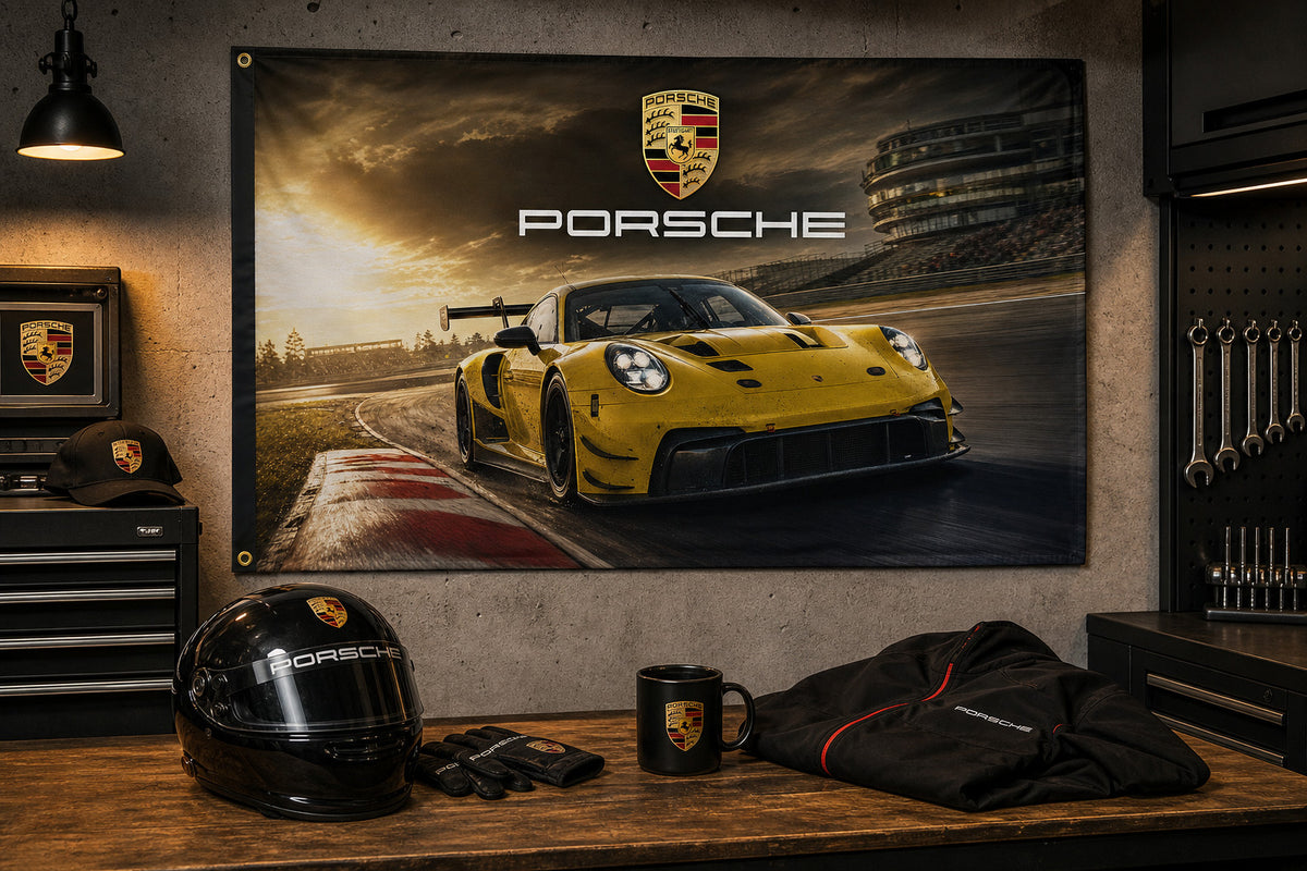 Porsche 911 GT3 R Racing Car Flag Banner 3x5 Ft Garage Man Cave Wall Decor