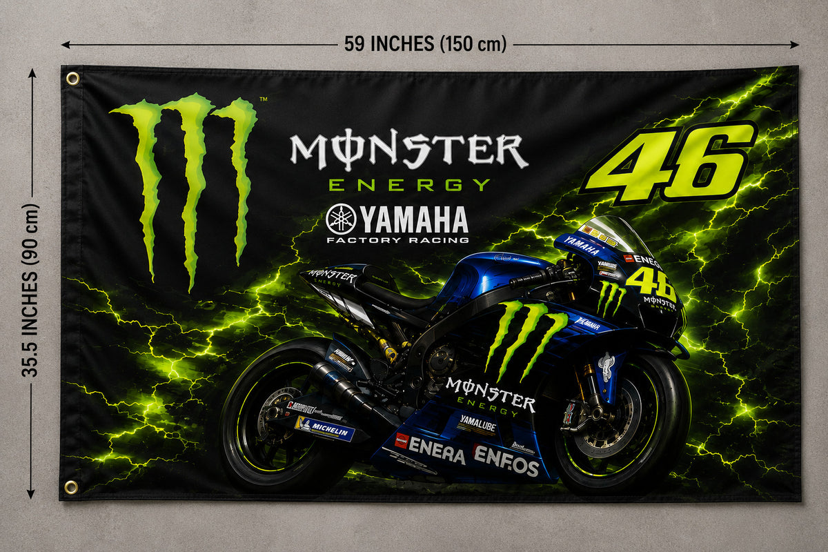 Monster Energy Motorcycle Yamaha MotoGP 46 Racing Flag Banner 3x5 Ft