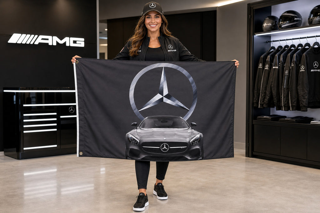 Mercedes-AMG Fans Logo Flag Banner 3x5 Ft Garage Man Cave Wall