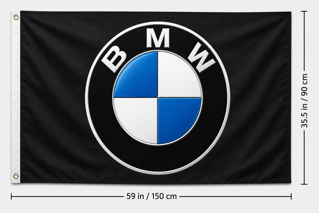 BMW Black logo 3D Flag Banner 3x5 Ft Garage Wall Decor Man Cave Racing