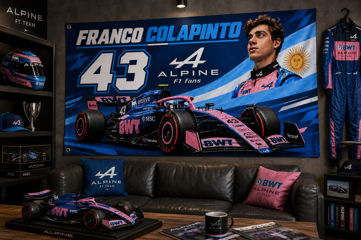 Alpine F1 Franco Colapinto #43 Fan Logo Flag Banner 3x5 Ft Garage Man Cave Wall