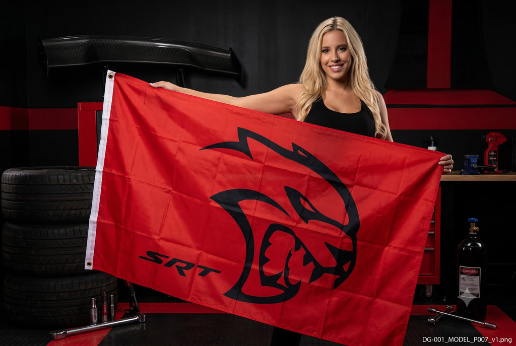 NEW SRT Hellcat RED Flag 3 x 5 Banner Man Cave Sign Dodge hemi 7 charger