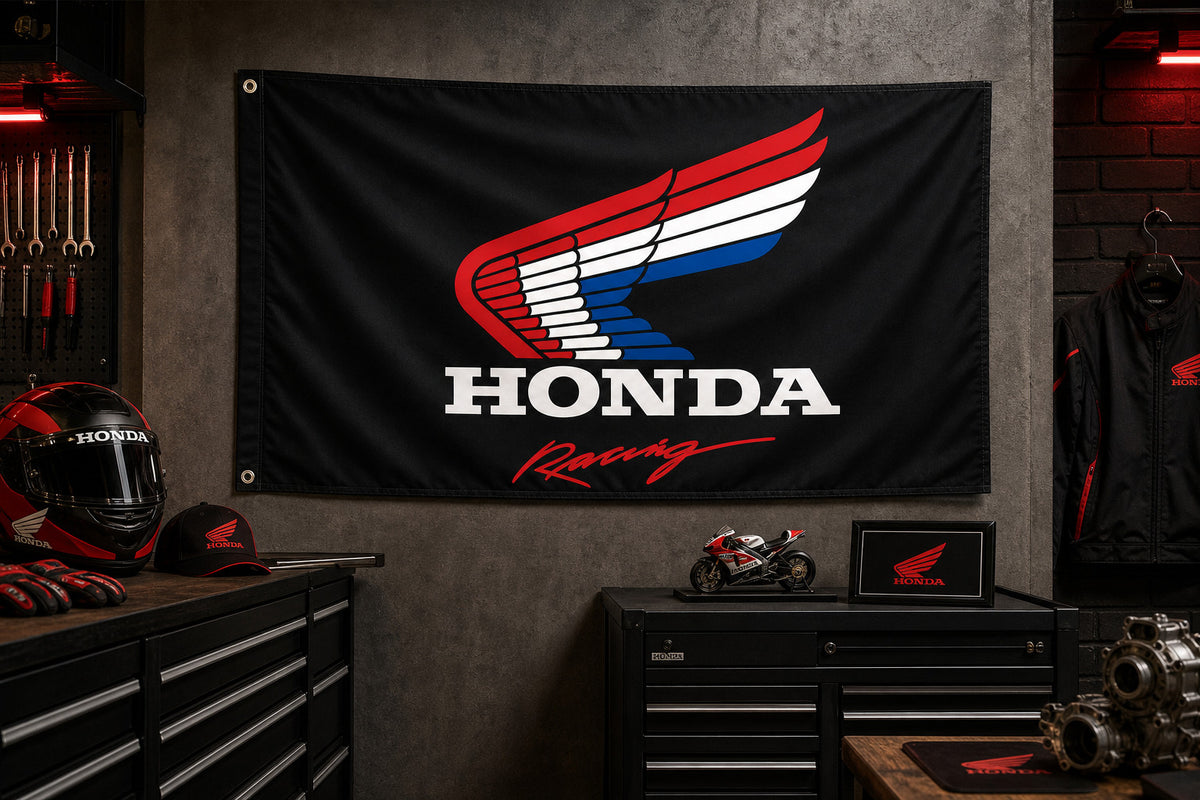 Honda Fans Logo Flag Banner 3x5 Ft Garage Man Cave Wall Motorcycle