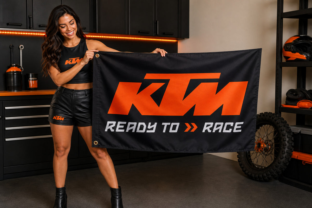 KTM Ready To Race Motorcycle Flag Banner 3x5 Ft Garage Wall Decor