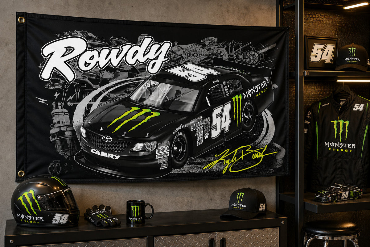 NASCAR Fans Monster Energy Kyle Busch #54 Rowdy Logo Flag Banner 3x5 Ft Racing