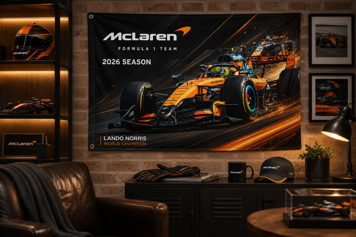 McLaren F1 Champion Logo Flag Banner 3x5 Ft Garage Man Cave Wall Decor