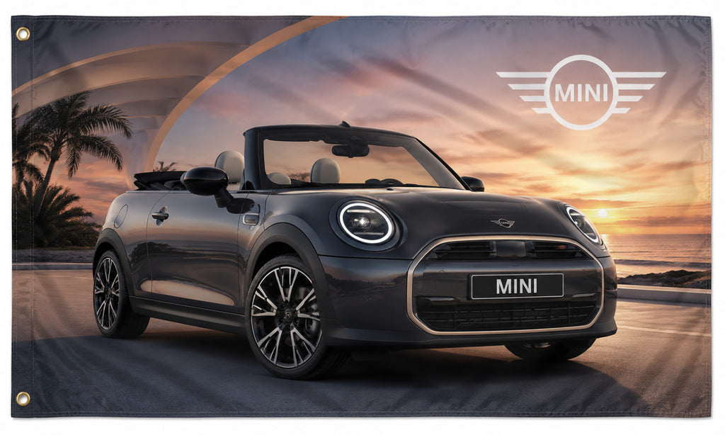 NEW BMW MINI JOHN COOPER CONVERTIBLE 2 FLAG BANNER SIGN 3X5 FEET S classic jcw