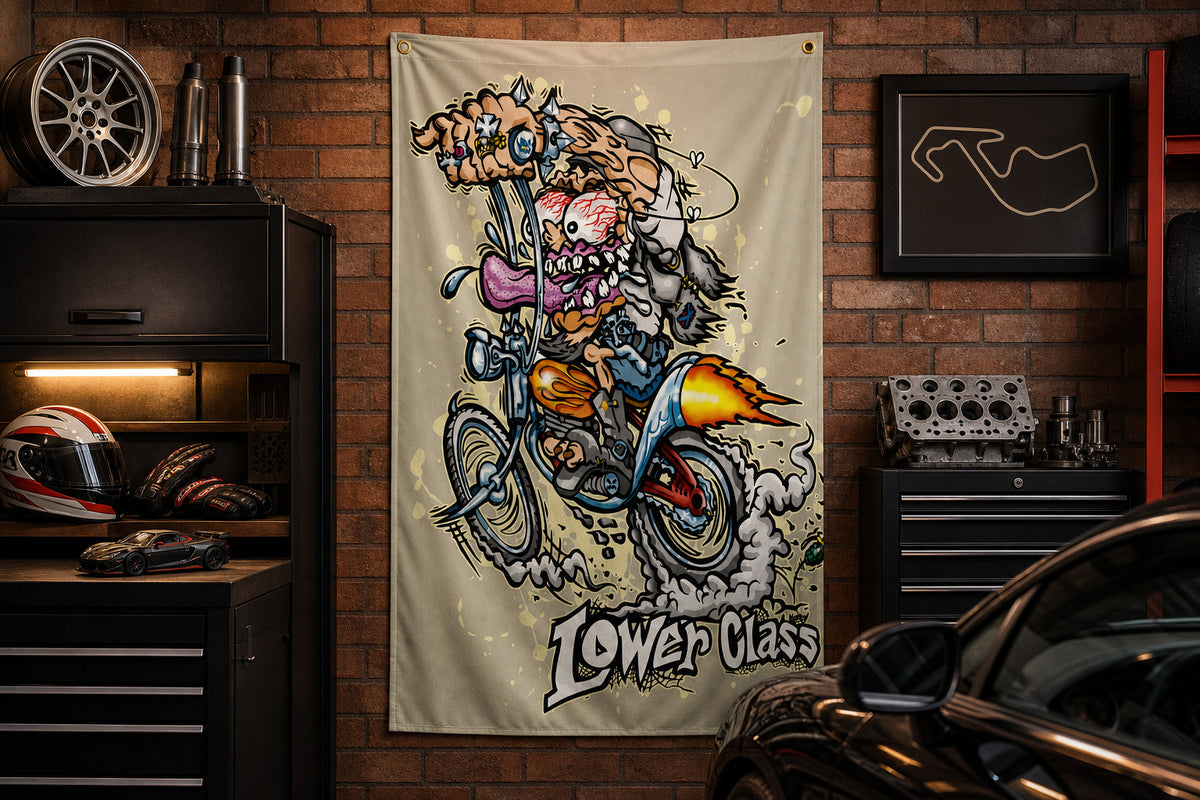 Rat Fink Retro Flag Banner 3x5 Ft vertical Motorcycle Man Cave Garage Wall Decor