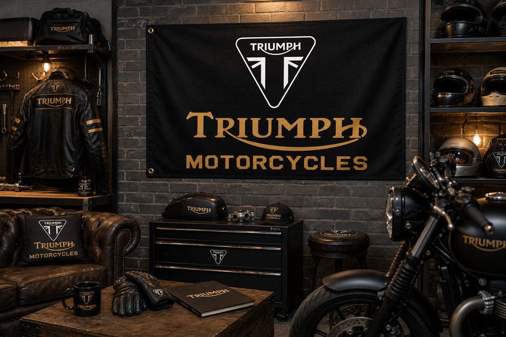 Triumph Motorcycles Man Cave Flag Banner 3x5 Ft Garage Wall Decor