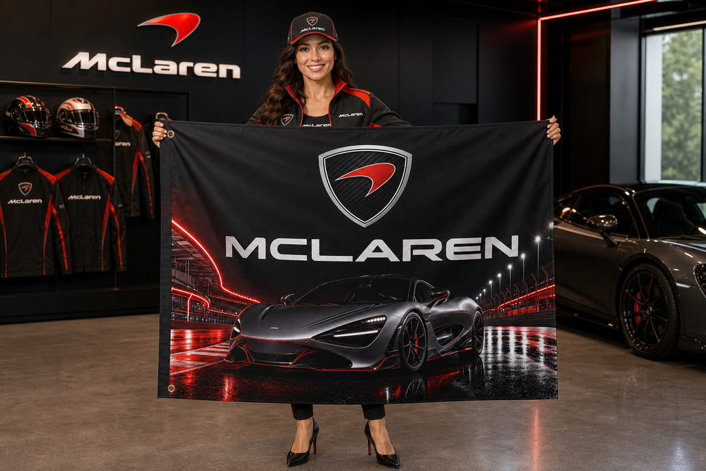 McLaren Racing Logo Flag Banner 3x5 Ft Garage Man Cave Wall Decor