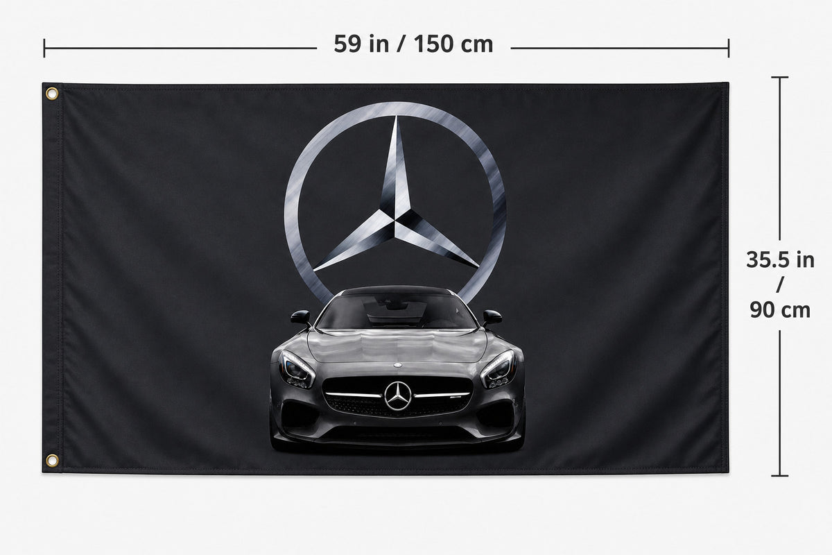 Mercedes-AMG Fans Logo Flag Banner 3x5 Ft Garage Man Cave Wall
