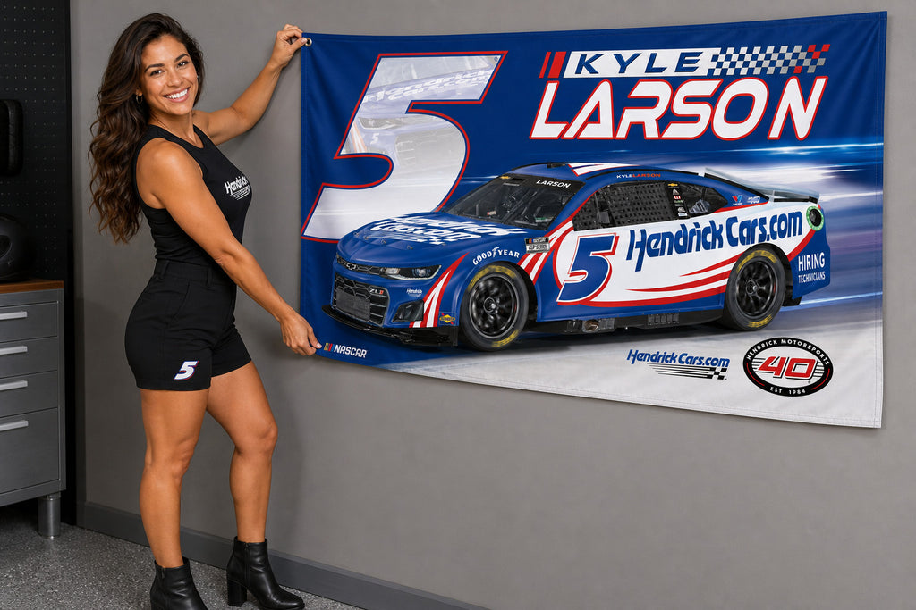 NASCAR Kyle Larson #5 Hendrick Car Racing Fans Logo Flag Banner 3x5" Garage Wall