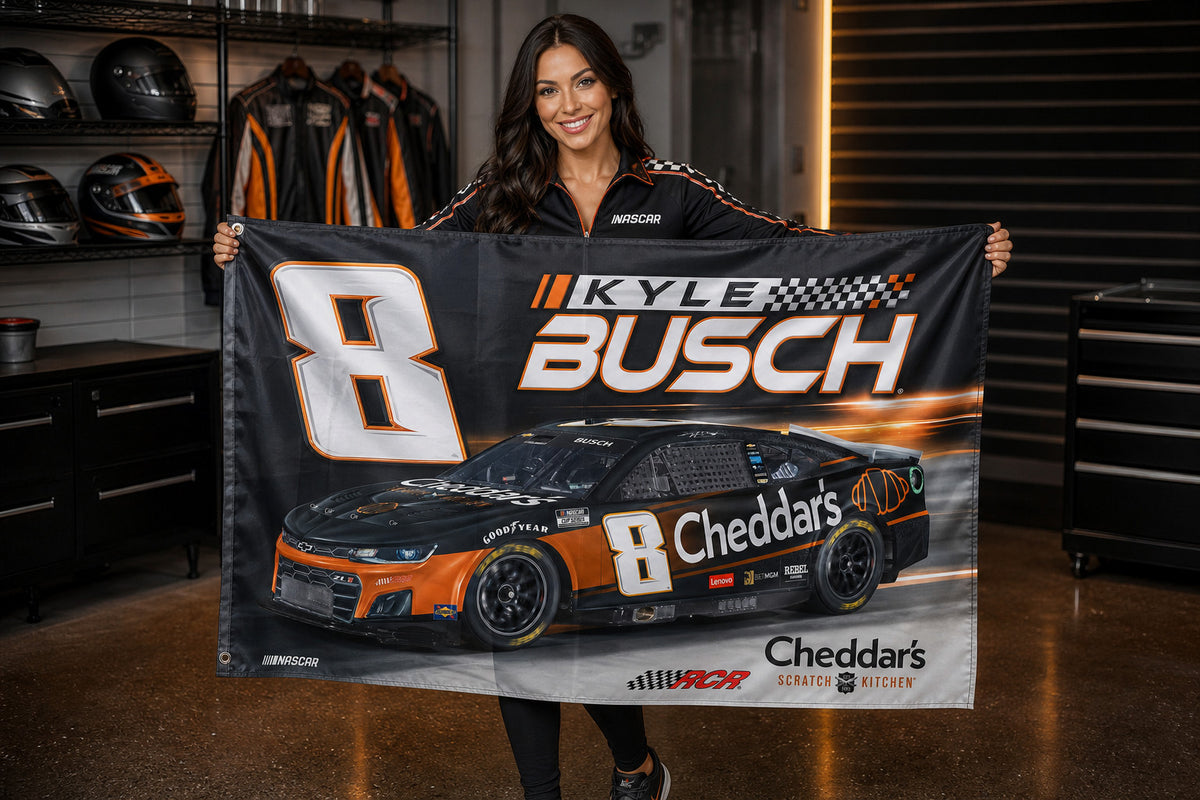 NASCAR Kyle Busch #8 Car Racing Fans Logo Flag Banner 3x5 Garage Man Cave Wall