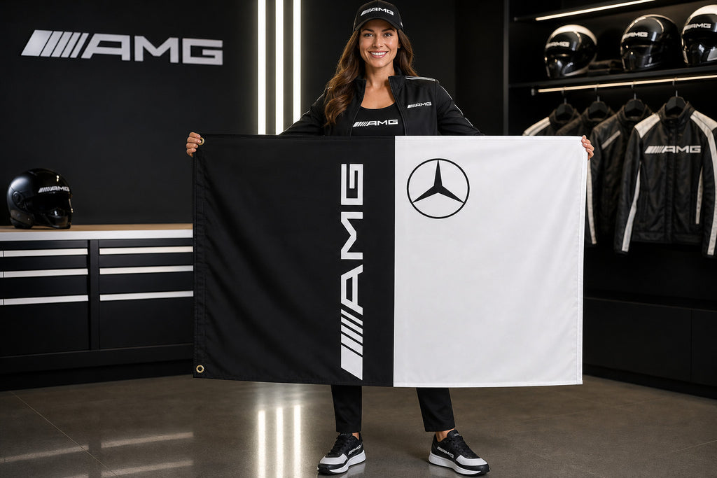 Mercedes-AMG Fans Logo Flag Banner Multiple Sizes Garage Man Cave Wall