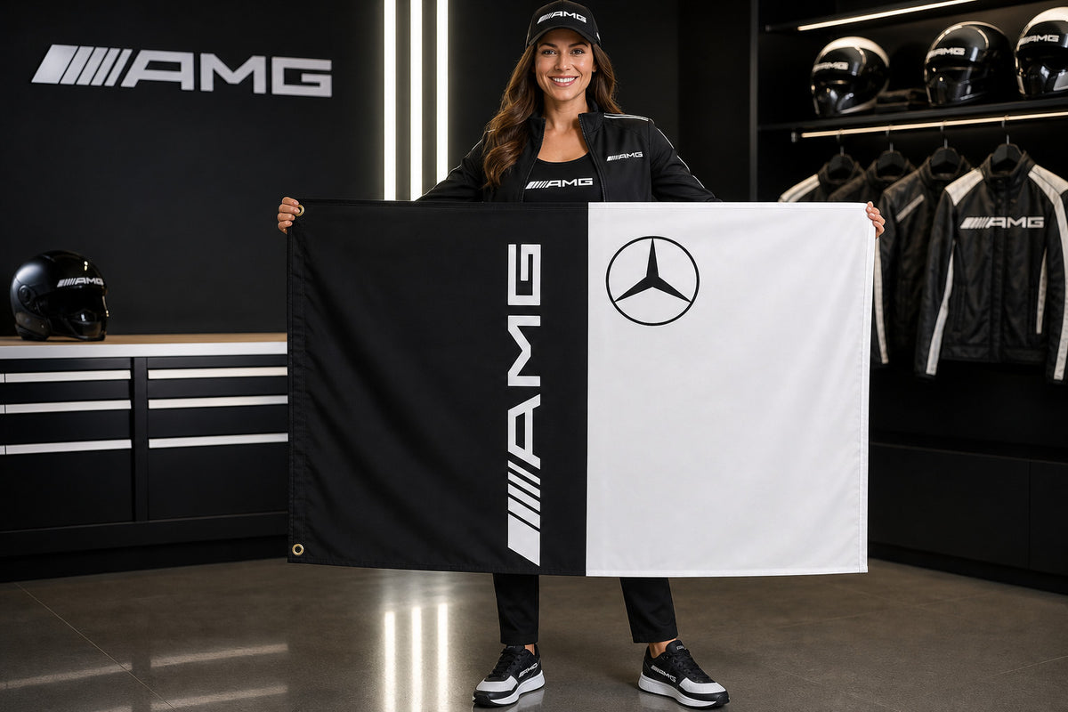 Mercedes-AMG Fans Logo Flag Banner Multiple Sizes Garage Man Cave Wall