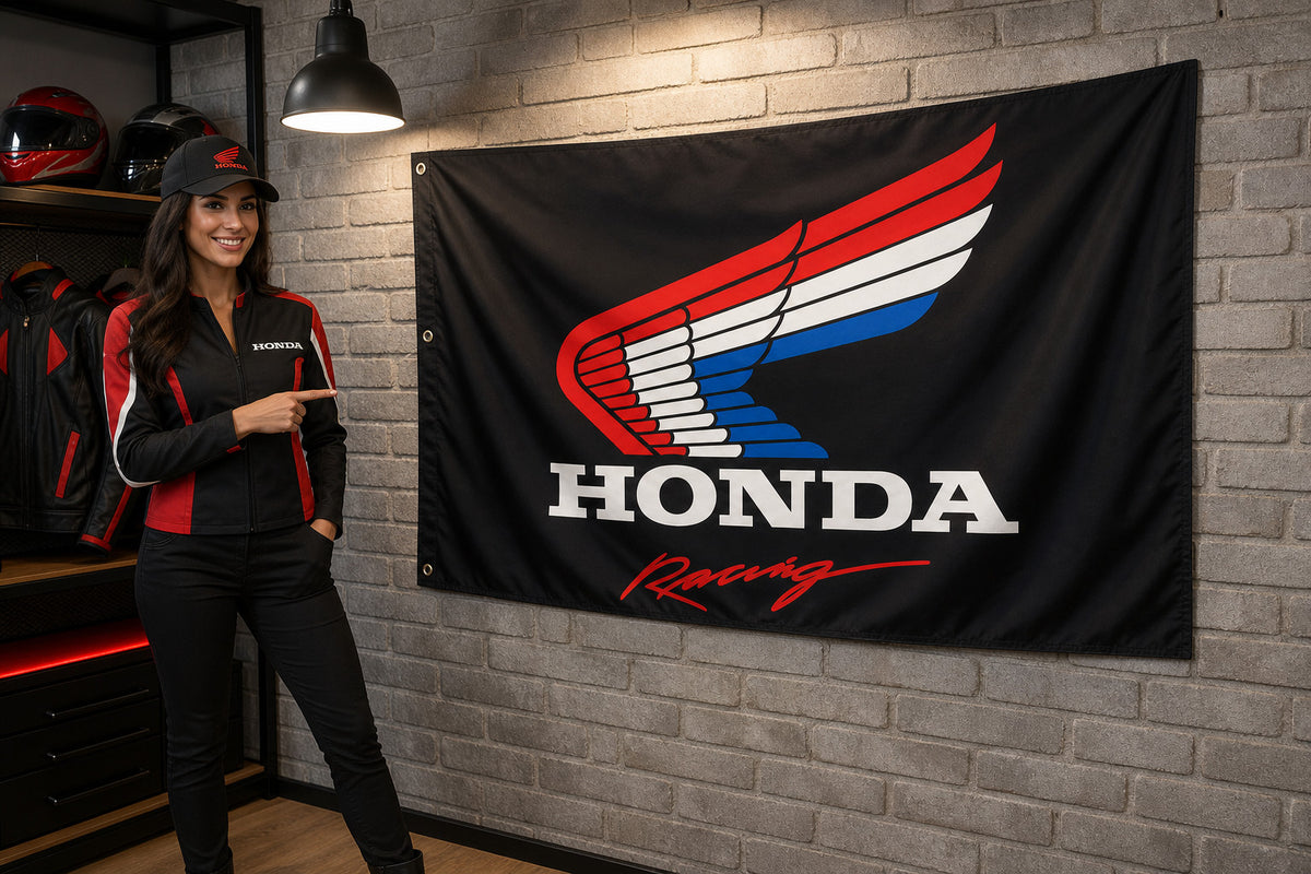 Honda Fans Logo Flag Banner 3x5 Ft Garage Man Cave Wall Motorcycle