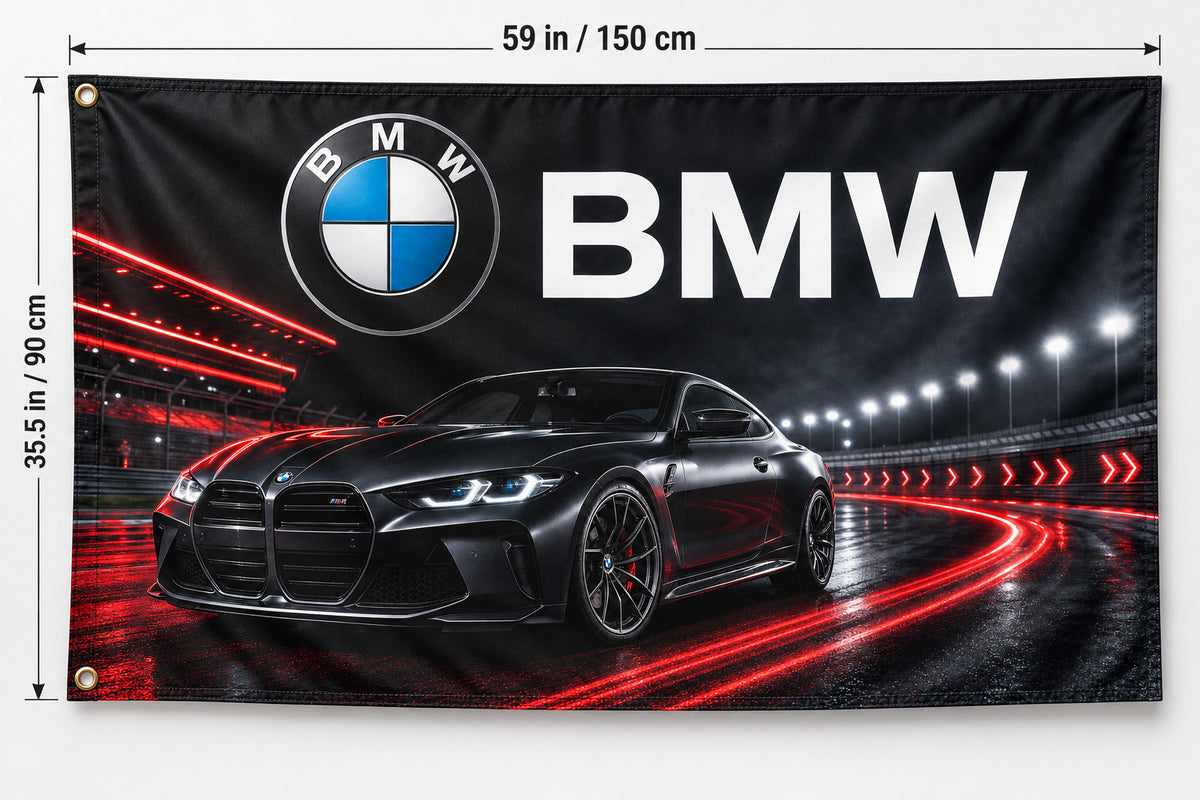 BMW Night Logo Flag Banner 3x5 Ft Garage Man Cave Wall Decor