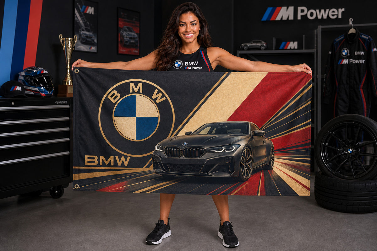 BMW Luxury Car Logo Flag Banner 3x5 Ft Garage Man Cave Wall Decor