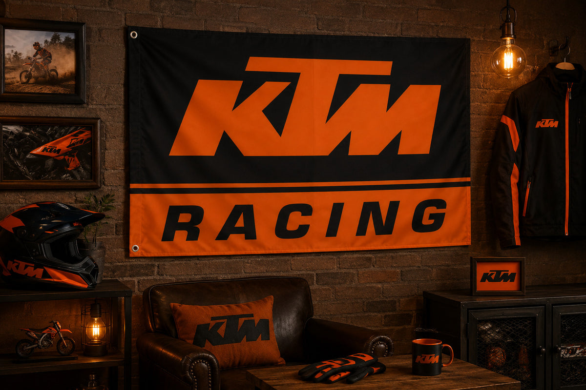 KTM Racing Flag Banner 3x5 Ft Motorcycle Man Cave Garage Wall Decor