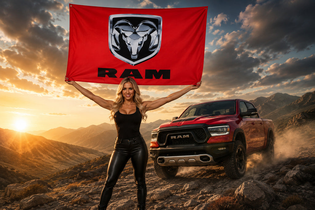 Dodge RAM car flag racing Man Cave Sign banner Racing Garage Wall Decor Banner