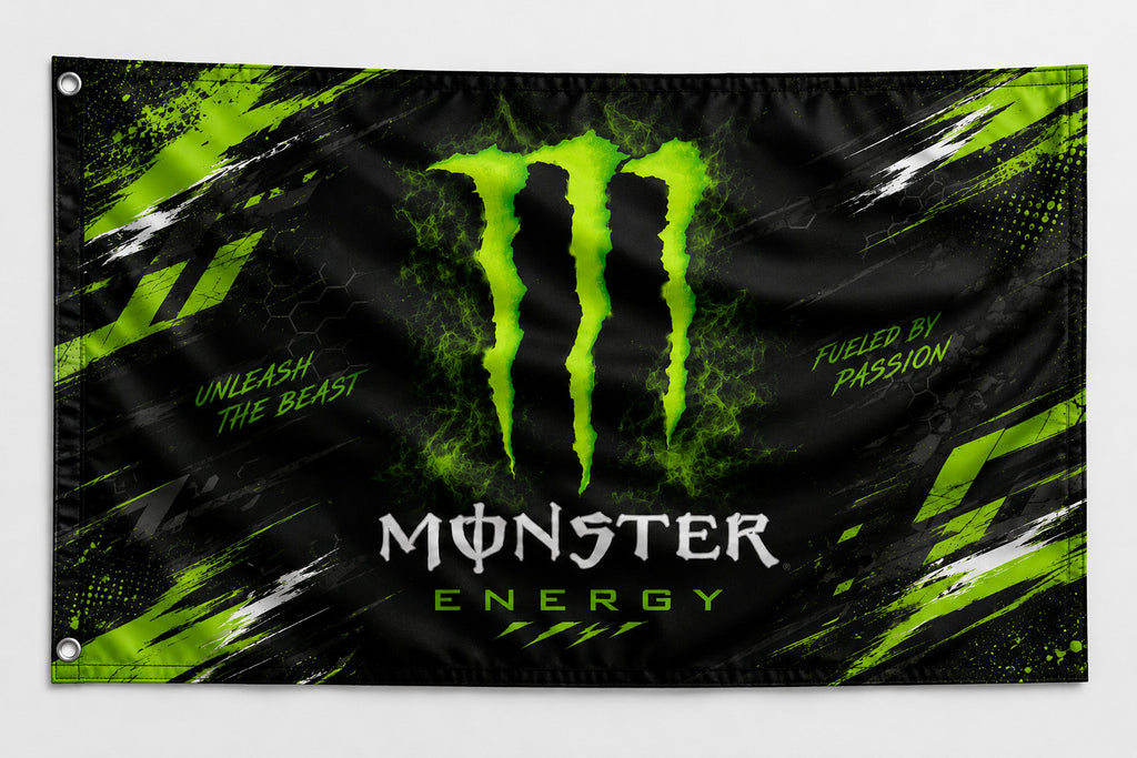 NEW Monster Energy Drink Unleash the Beast 3x5 Ft Flag Banner Mancave Decor